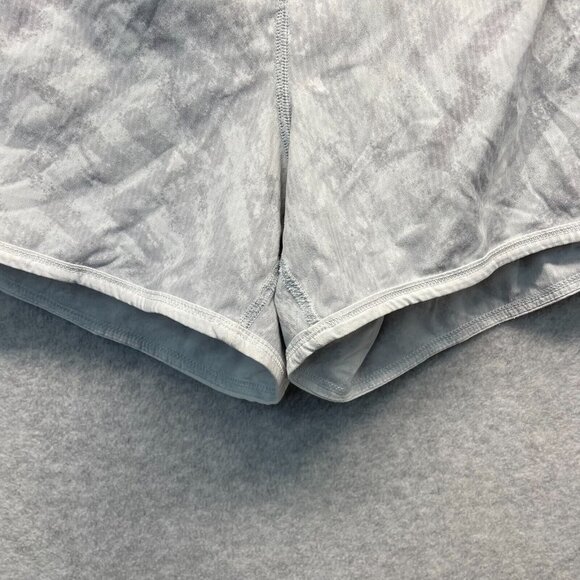 Lululemon Run Bright At Night Shorts Womens 12 Gray Blazer Print / White W7511S - Picture 4 of 11